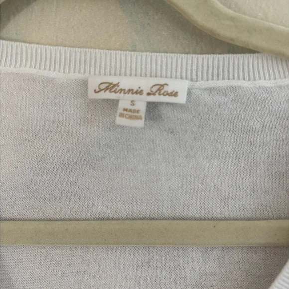 MINNIE ROSE 100% Cotton Long Sleeve V Neck White Size Small - Picture 4 of 6